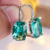 Fashion Silver Color Green Crystals Cubic Zirconia Dangle Earrings for Women Luxury Wedding Jewelry Gift