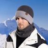Winter Two-Piece Set Knitted Hat Fleece-lined Warm Men's Hat Scarf Set Europe and America Cross Border Woolen Cap