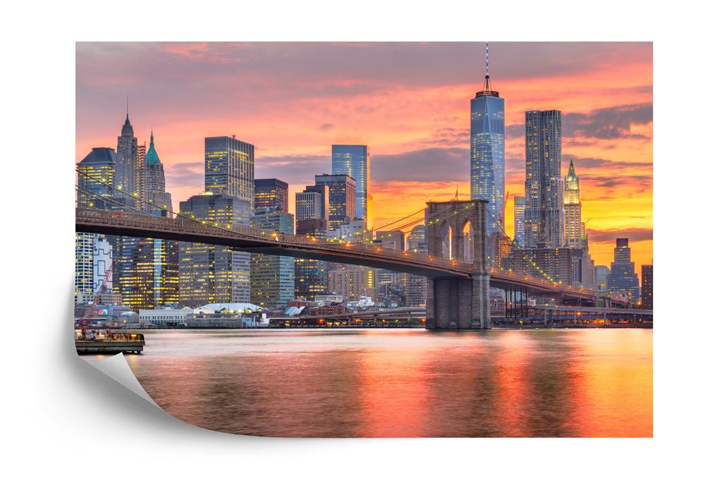 Photomural Lower Manhattan Skyline And Brooklyn Bridge Smooth Vinyl 90x60