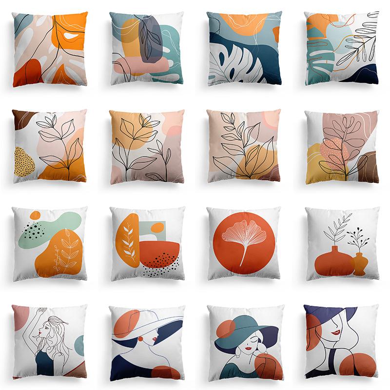 New Nordic Abstract Art Pillowcase Beauty Floral Leaves Home Sofa Bedside Pillow Sleeping Pillow Cushion Cover