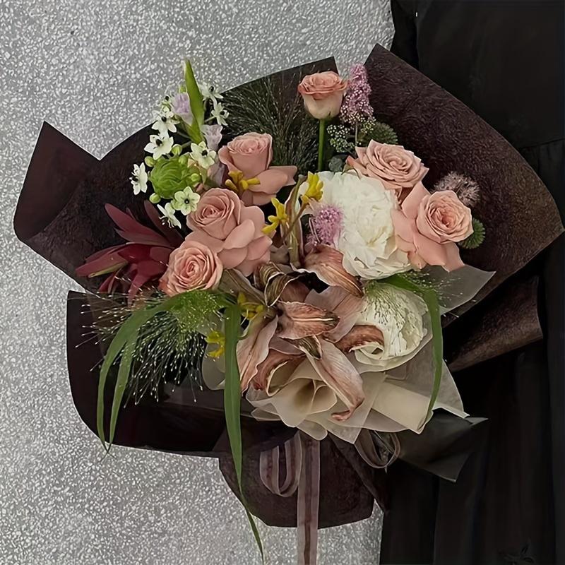 5 Sheets Handmade Texture Crepe Paper Bouquet Wrapping Paper Material DIY Auxiliary Material Photography Background Paper Wrapping Paper