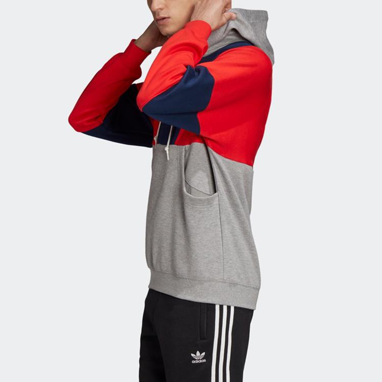 Adidas Originals Trefoil Knitted Hoodie With Color Block Men Tops Grey Red Blue FM2207