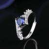 Royal Blue Natural Sapphire Sterling Silver Ring - Elegant Full Diamond Design for Women