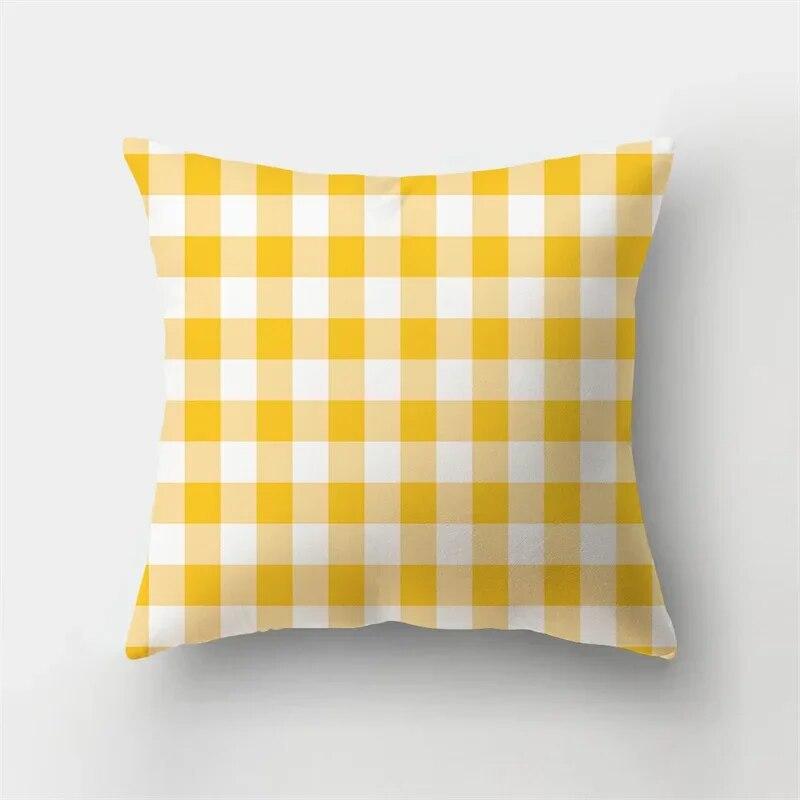 45x45cm Fashion Yellow Geometric Printing Pillowcase Sofa Hotel Office Seat Lumbar Cushion  Cover Home Decoration