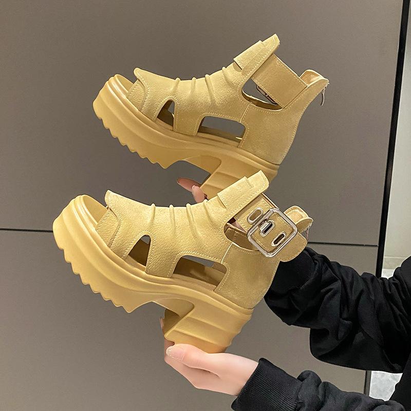 Classic Thick Soled Sandals, Women's New Hollow Thick Heel Sandals, High Top High Heels, Summer Casual Versatile Sandals