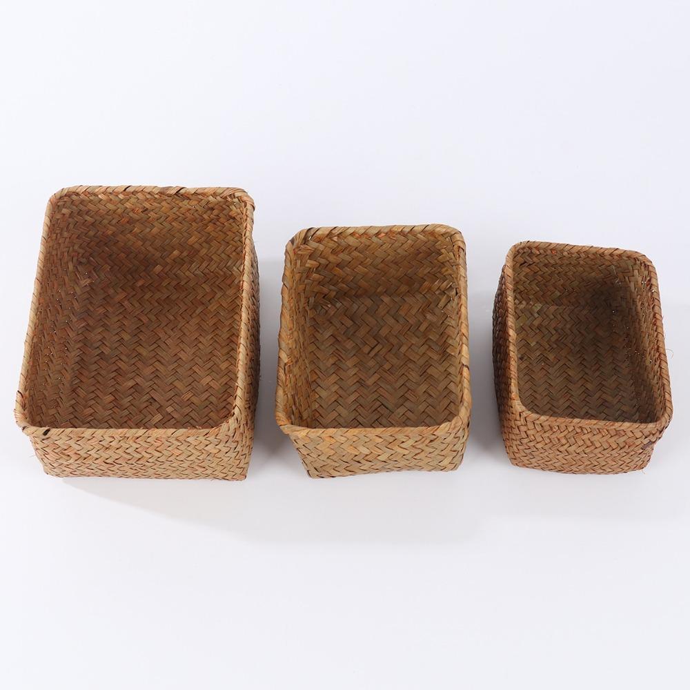 Decor Cosmetic Storage Container Woven Seagrass Storage Baskets Straw Rattan Basket Picnic Basket