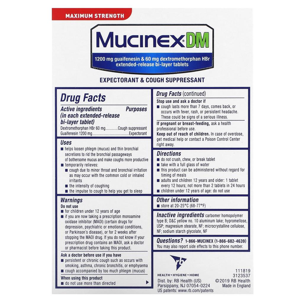 Mucinex Maximum Strength, 14 Extended-release Bilayer Tablets