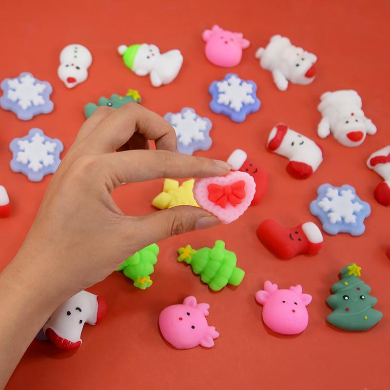 10/30/50Pcs Christmas Squishy Stress Relief Toys Kids Party Favors Birthday Rewards Gifts Goodie Bag Filler Santa Claus New Year 2025