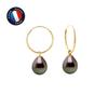 Earrings - - Bohemian - Tahitian Pearls 9-10 Mm - Yellow Gold - Creole
