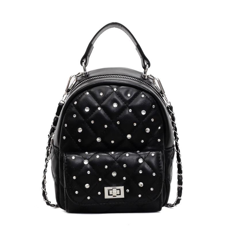 Handheld Small Bag Women's New Niche Retro Simple Diamond Chain Bag Casual Backpack