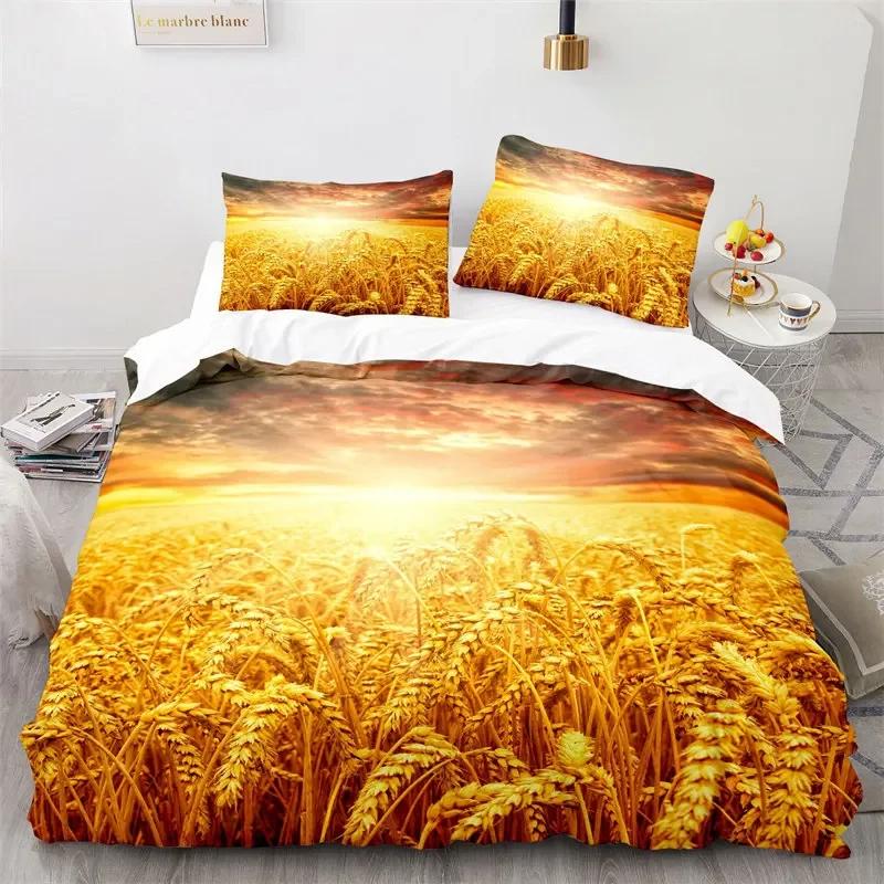 Gold Wheat Field Duvet Cover Natural Scenery Print Bedding Set Microfiber Twin Queen King Comforter Cover For Kids Adults Decor