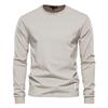Solid Color Cotton T Shirt Men Casual O-neck Long Sleeved Mens Tshirts Spring Autumn High Quality Basic T-shirt Male