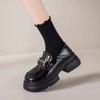 Women's New Autumn Platform Retro One-pedal Small Leather Shoes Black Women