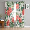 Exotic Tropical Leaves Sheer Curtain For Living Room Bedroom Voile Curtains For Window Organza Curtains Party Tulle Drapes