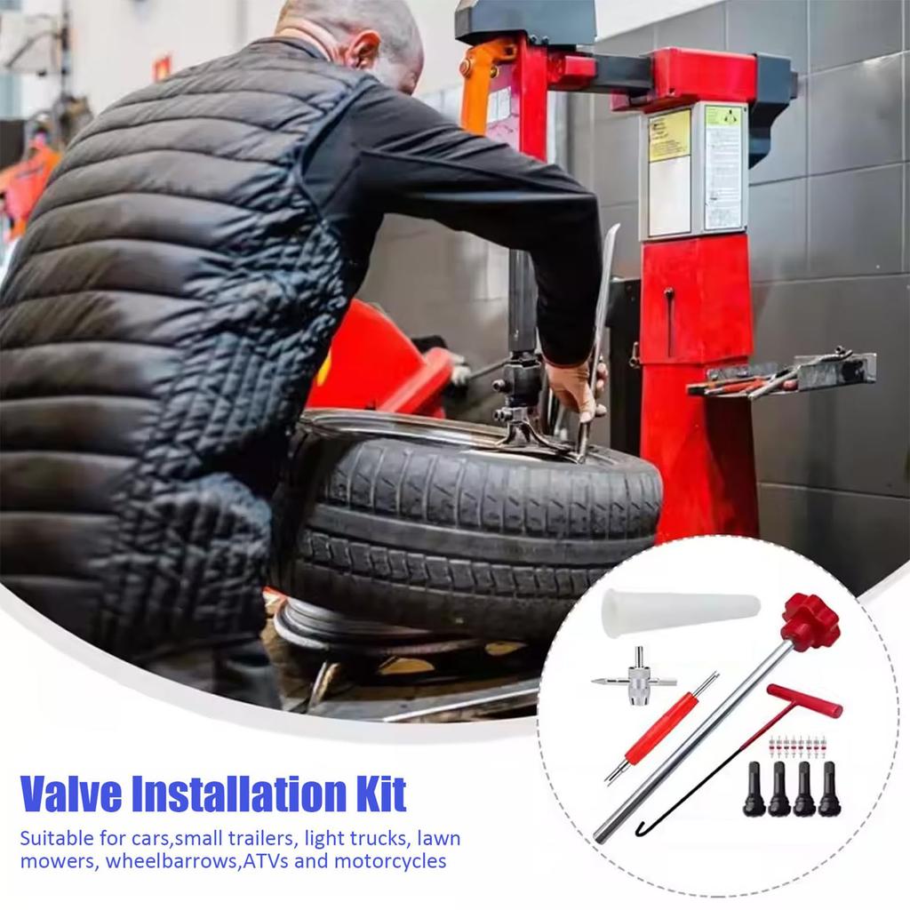 23Pcs Quick Change Tire Tool Kit, Tire Stem Replacement Tool For Car, Motorcycle, , 4 Way Core Tool