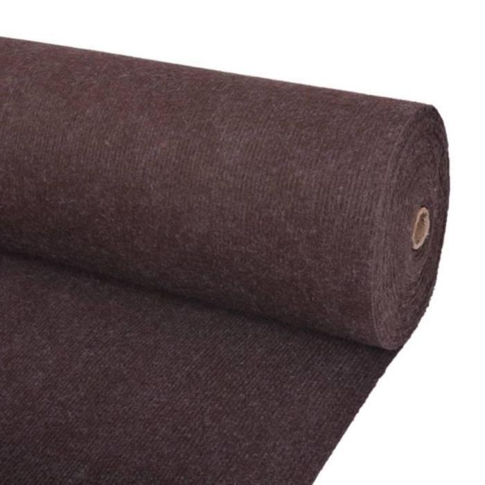 Tapis - vidaXL - Strié - 1,2x15 m - Marron - Polyester