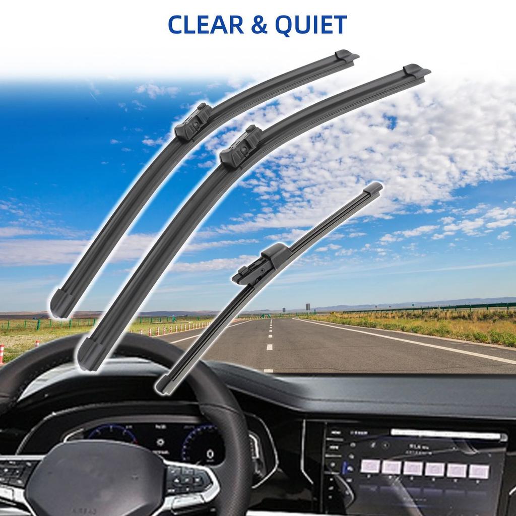 3PCS For SKODA Yeti 2009-2019 24" 19" 11" Front Rear Wiper Blades Windshield Windscreen Window Cutter Accessories 2013 2014 2015 2016 2017 2018 2019