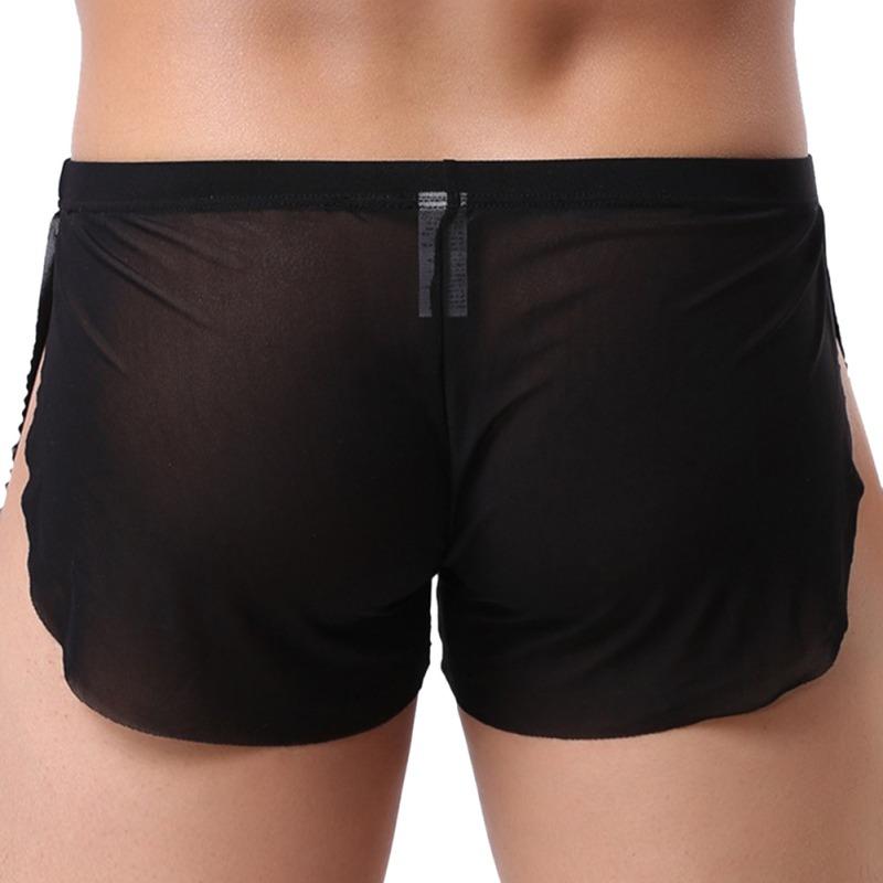 Men's Side Slit Pajama Shorts Low Waist Ultra-Thin Sleeping Bottom Homewear
