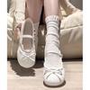 Single Shoes Women's 2025 New Gentle White Platform French Round Head Thick Heel Bow One Pedal Mary Jane Shoes