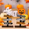Creative Halloween Pumpkin Letter Ghost Wooden Ornament Tree Shaped Ghost Desktop Ornament