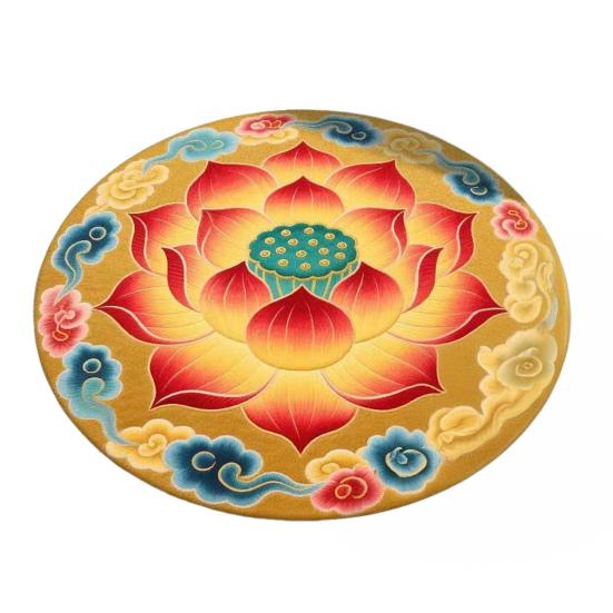 Yousheng Lotus Flower Floor Mat Round Living Room Rug Lotus Pattern Carpet with Non-Slip Backing for Home Office Bedroom Kitchen
