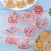 8Pcs/Set Halloween Cookie Cutter Food Grade Easy Release Press DIY Pumpkin Ghost Skull Bat Car Web Biscuit Maker Mold Kit Kitchen Baking Tools