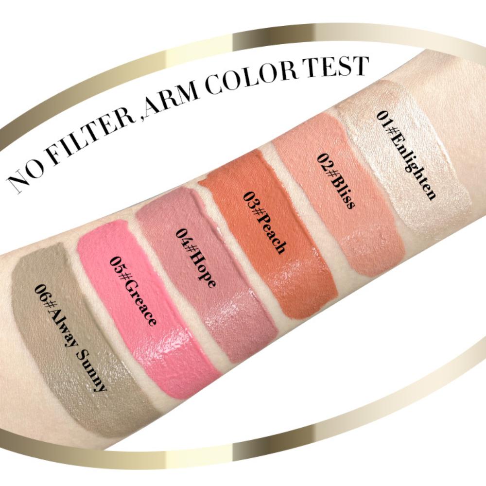 6 Colors Liquid Blush Long Lasting Natural Nude Makeup Blush Cream Lightweight Contouring Highlighter Waterproof Lip&Cheek&Eye Multifunctional Blush