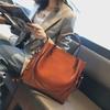 "High-Grade Genuine Leather Women's Bucket Bag - European & American Fashion, Large Capacity, One Shoulder or Messenger Style"