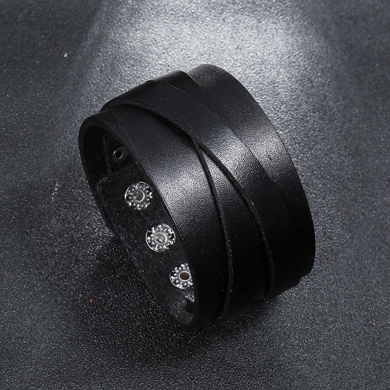 PU Leather Bracelet Punk Vintage Couple Bangle for Men Jewelry Gift