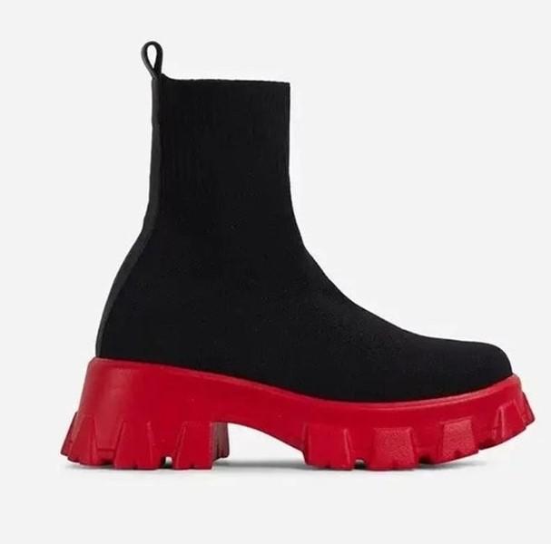 2023 Casual Stretch Fabric Platform Boots Fashion Slip-On Women Ankle Boots Knitted Sock Platform Shoes Sports Short Boots Plus Sizes 43