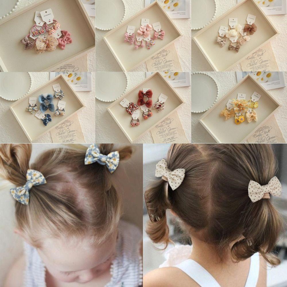 10Pcs Cute Hair Ties Bowknot Sweet Hair Rope Luxury Bows Flower Headdress