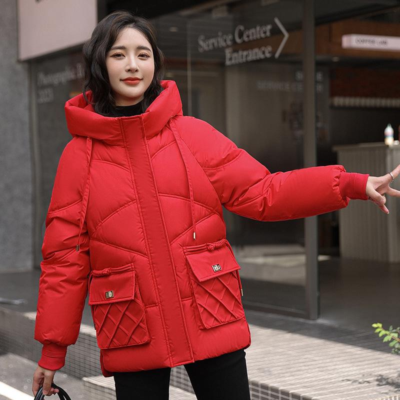 2024 Winter New Women's Jacket Parkas Thick Hoodie Cotton Padded Jacket Hoodie Loose Puffer Parka Jackets Outerwear Female