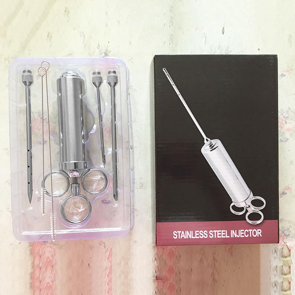 Инжектор для маринада для мяса, нержавеющая сталь 304, 3 иглы, приправа для соуса, барбекю, курильщика, гриль, зверь, индейка