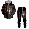 The Wolf 3D Print Men's Zipper Tracksuit Suit Casual Hoodie And Pants 2pcs Sets Oversized Sweatshirts Spring Autumn Men Clothing