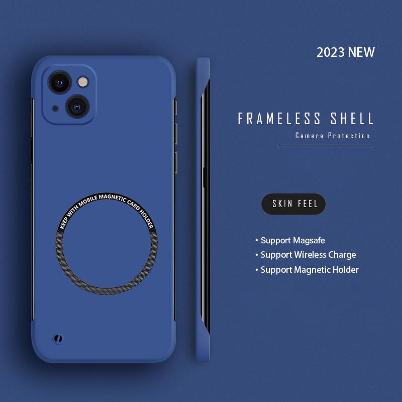 Ultra Thin Hard PC For Magsafe Frameless Magnetic Phone Case For iPhone 14 11 12 13 Pro Mini XR XS Max X 7 8 14 Plus SE Wireless Charging Cover