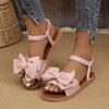 Cloth Sandals Soft-soled Bow Shoes One-line Sandals Fashionable and Sweet Flip-flops