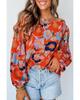 Azura Exchange Floral Print Ruffle Puff Sleeve Blouse