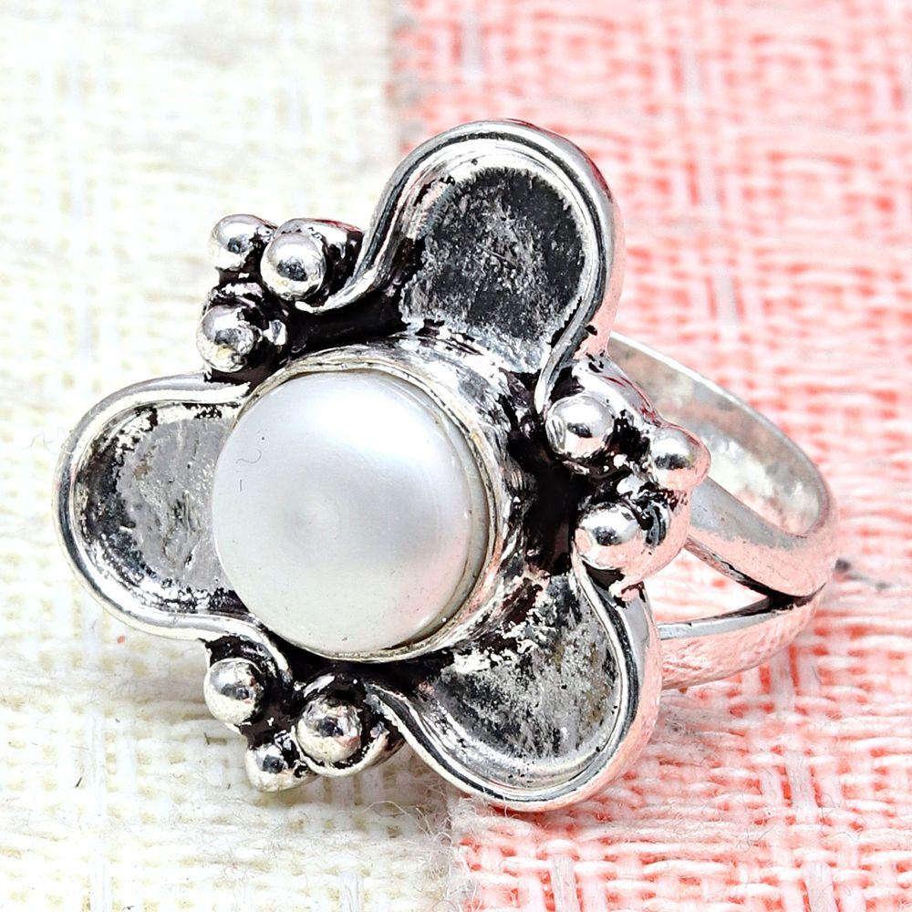 Real Pearl Gemstone Handmade Silver Jewelry  "9"