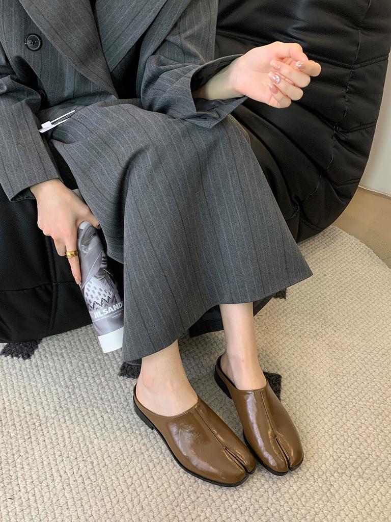 Fashion Fashion Women Slippers Clip Toe Outside Mules Slides Casual Dress Shoes Low Heeled Black Brown Beige Dress Shoes Woman Size 39