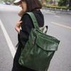 Women's Big Pu Leather Backpacks 2024 Winter Korean Fashion Solid Color Vintage Backpack Lady Travel Retro Green Back Packs