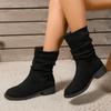 Shoes for Women 2024 New Fashion Sleeve Women's Boots Spring Autumn Round Toe Solid High Tube Low Heels Plus Size Boots Women