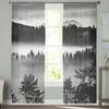 Black And White Fog In Mountains Sheer Curtains Bedroom Voile Curtain Living Room Window Sheer Curtains Kitchen Tulle Drapes