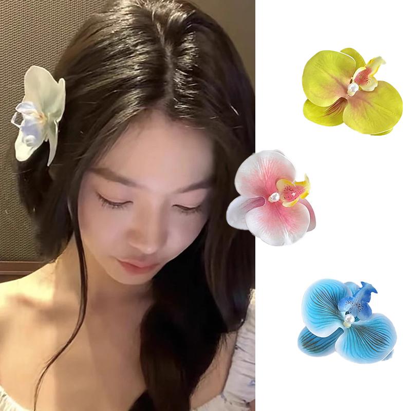 Orchid Hair Clip Sweet Seaside Vacation Bangs Hair Clip Hair Accessories For Women Girls Flower Shaped Headwear