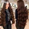 Women Fashion 5 Clips Long Wavy Hair Extensions Synthetic Fiber Long Straight Wavy Invisible Hairpiece