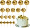 20Pcs Ball Cake Topper Round Mini Balloons Cake Topper Gold Balls Cupcake Toppers Wedding Birthday Valentines Party Cake Decor