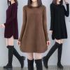 Thickened Sweater Women Warm Loose Knitted Bottoming Shirt Large Size Casual Stretchy Comfortable Round Neck Tops