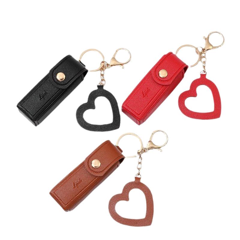Mini Heart Mirror Lipstick Pouch: Portable Makeup & Coin Purse Keychain