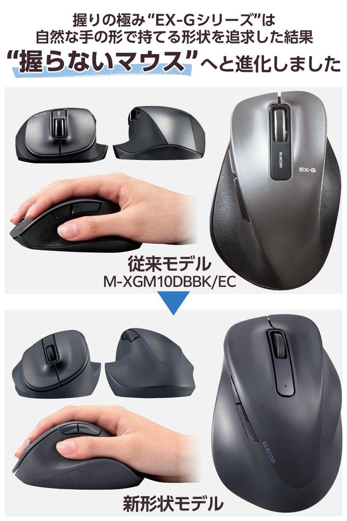 ELECOM Wireless Medium 5 AskDoctors EX-G Mouse, 2.4GHz, Quiet, Size, Buttons, Certified, Antibacterial, Black, M-XGM30DBSKABK
