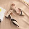 Single Shoes Female Elegant Style Sandals Fairy Thick Heel New Pointed Middle Heel Fashion One-button High Heels