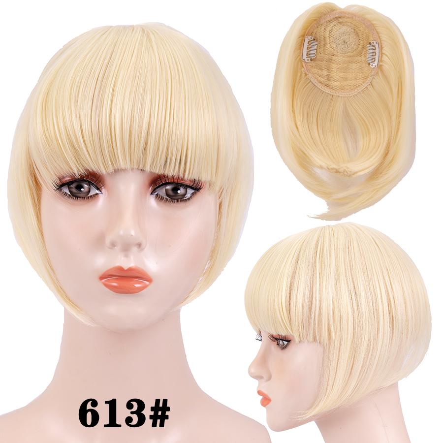 Fringe Bangs Synthetic Hair Extensions Clip In Bangs 6 Inch Short Straight Hairpiece Front Neat Bang Two Side Blonde